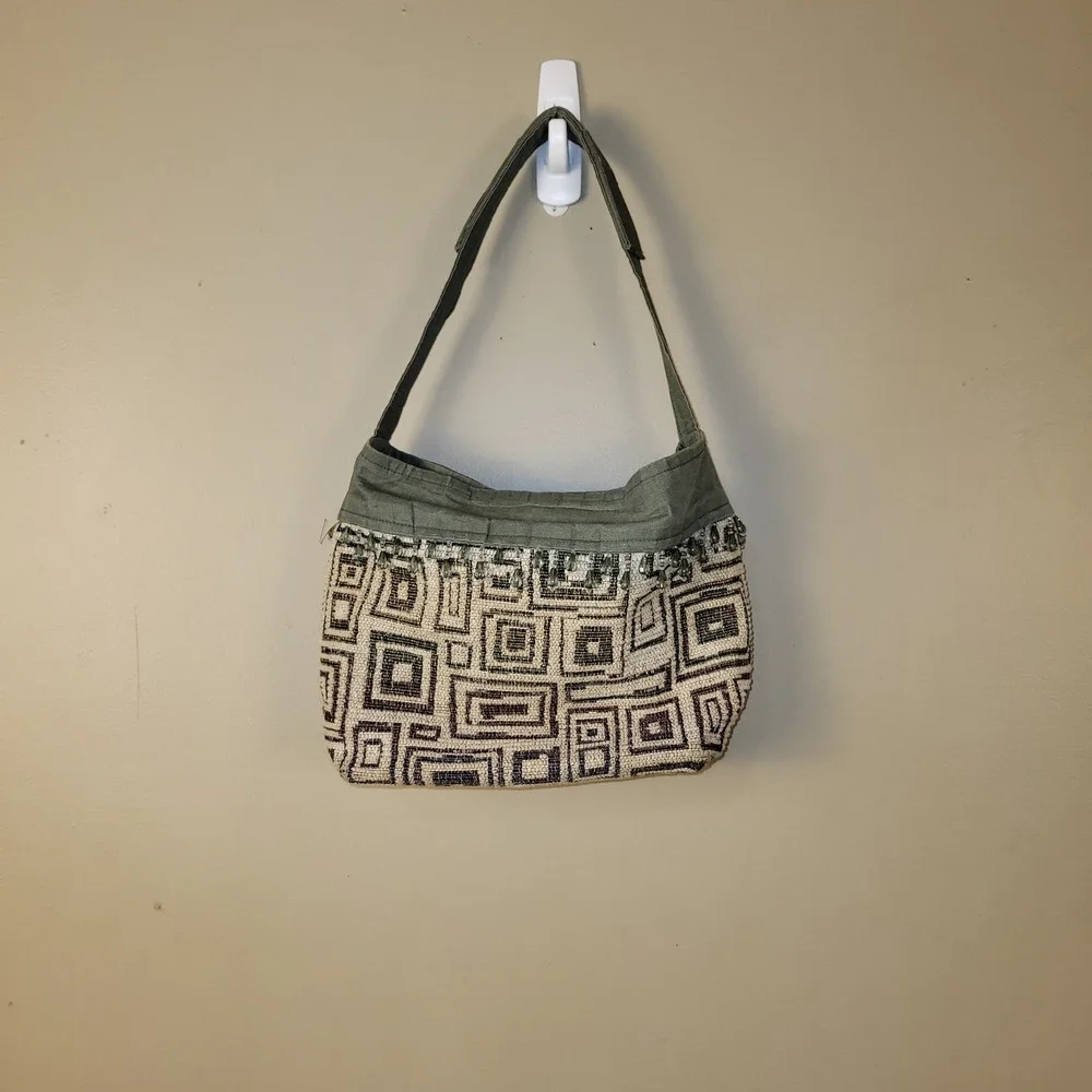 Carolyn Y2K Beaded Shoulder Bag Woven Geometric Boho Hobo Early 2000s‎